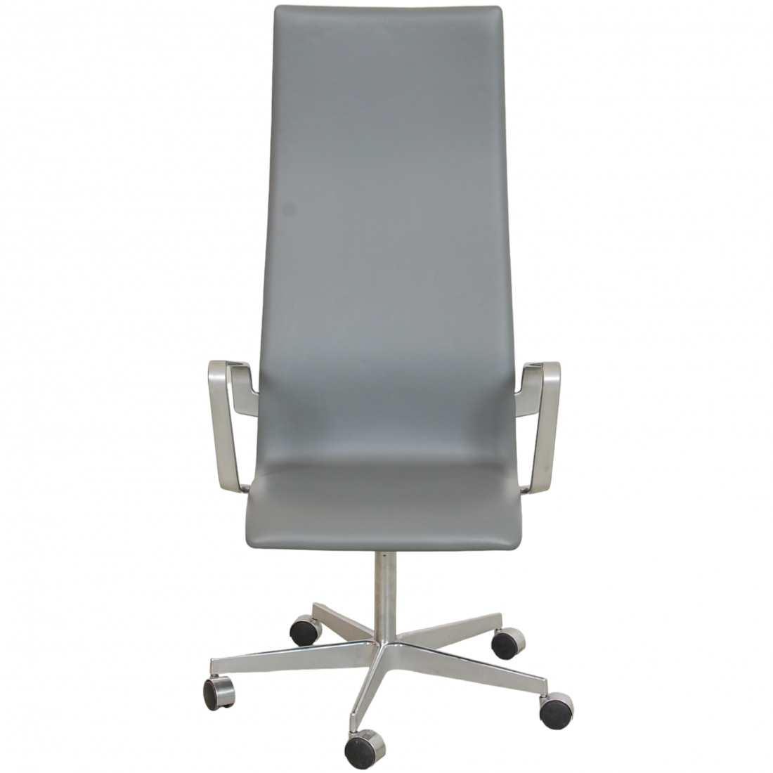 For Sale Arne Jacobsen Tall backed Oxford office chair in grey leather